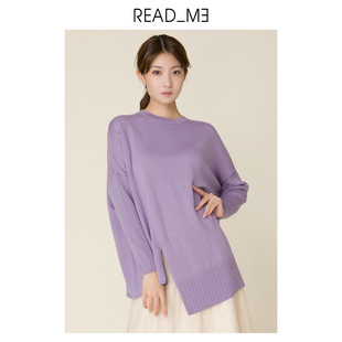 readme读我女士宽松套头，紫色针织毛衣打底衫针织衫80262546