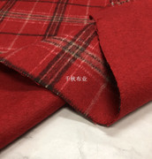 大红色格子双面加厚羊绒，顺毛毛呢面料秋冬k大衣外套裙子布料