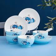 6个新骨瓷(新骨瓷)网红小黄鸭陶瓷碗，日式卡通可爱饭碗防烫面碗甜品碗餐具