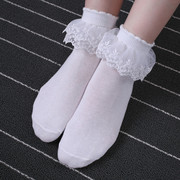 日系少女lolita双层蕾丝公主花边短袜甜美白色纯棉成人袜子堆堆袜
