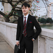 BIGGEZI 韩版时尚休闲轻商务西装两件套装 正装上班绅士修身西服