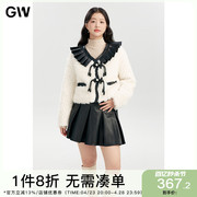 gw大码女装新中式减龄设计感减龄羊羔绒外套2024春冬微胖mm女