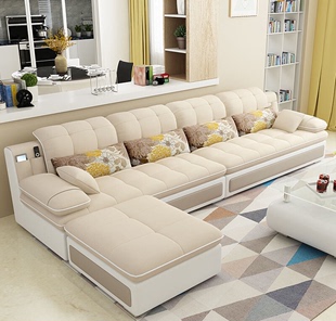 沙发现代简约皮布艺沙发三人小户型乳胶沙发可拆洗客厅组合家具