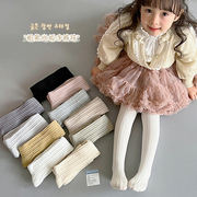 宝宝春秋薄款糖果色连裤袜，儿童女童白色粉色，打底裤袜棉3-5岁7长裤