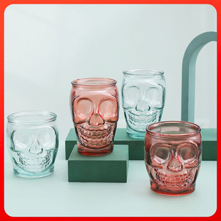 利快西班牙进口玻璃杯个性骷髅造型喝水杯居家装饰浮雕杯子 无盖