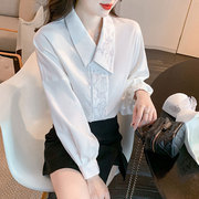 新中式国风复古衬衫女2024年春装韩版宽松气质职业装衬衣小衫