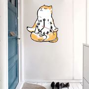 搞笑橘猫挂钟卧室客厅简约创意，文艺个性静音家用表挂墙石英钟表