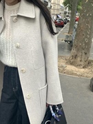 韩国东大门underson娃娃领直筒长款双年羊绒大衣外套女