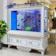 喜灏欧式鱼缸水族箱创意生态玻璃客厅中型大型屏风隔断下过滤金鱼