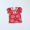  EarthMagic EM 同款儿童装红色满印网纱蝴蝶结女童短袖T恤