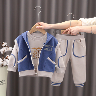 宝宝春装套装1一3岁2男童卫衣网红三件套4潮小童韩版洋气婴儿衣服