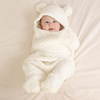 婴儿抱被秋冬纯棉羊羔绒加厚卡通初生婴儿包被防惊跳睡袋新生儿用