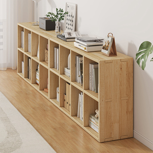 宜家全实木书架置物架，落地靠墙组合格子柜客厅，储物收纳矮家用书柜