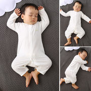 婴儿连体衣夏季薄款短袖，纯棉宝宝空调服睡衣新生儿衣服夏天爬服哈