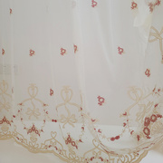 绣花窗纱窗帘粉色刺绣轻奢公主，风美式卧室，女儿房几何欧式法式纱帘