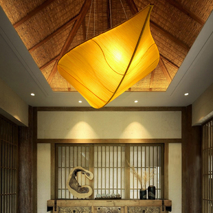 定制现代新中式树叶吊灯，简约创意餐厅古典茶楼客厅卧室布艺led灯