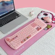 摩天手无线电脑台式鼠标键盘三件套装粉色可爱卡通女生高颜值办公