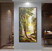 手绘油画山水风景简欧风格有框，客厅画玄关，过道走廊酒店挂画壁画
