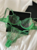 濡溯 绿色花园法式浪漫有钢圈蕾丝性感透明三角杯套装胸罩内衣bra