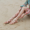 罗马凉鞋女度假小众绑带，波西米亚刺绣凉鞋，系带海边平底沙滩鞋