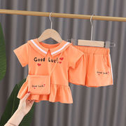 宝宝夏季套装2024洋气女童短袖短裤两件套1-3岁婴儿亲子衣服