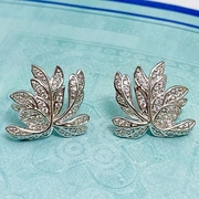 日韩日系轻奢轻珠宝，10k金925银闪闪叶子，植物耳环耳饰气质通勤精致