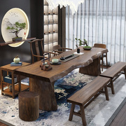 新中茶式台实木茶桌禅意功夫，茶几原木大板桌，家用整板泡茶桌椅组合