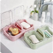大号肥皂盒带盖双格沥水，香皂盒创意家用卫生间，防水洗衣服香皂架d