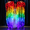 led发光舞蹈扇子演出服，表演发光道具肚皮舞发光扇真丝，跳舞扇古典