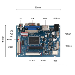 HDMI/VGA/AV万能驱动板便携式 显示器驱动板扩展机箱显示