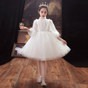 儿童礼服公主裙女童生日高端小女孩花童主持人钢琴演出服演奏白色