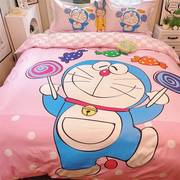 哆啦a梦四件套床单，被套儿童卡通床上用品，三件套叮当猫男孩1.5床笠