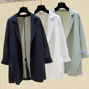 雪纺西装外套女2023夏季韩版宽松中长款洋气，薄款披肩西服上衣