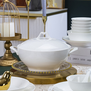 纯白骨瓷碗碟餐具套装釉，中彩家用高档白色碗，盘子白瓷组合简约陶瓷