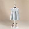 夏装白娃娃(白娃娃)领短袖，连衣裙全棉2023年小女孩儿童公主裙子英伦风