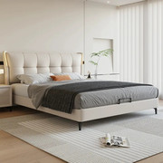 轻奢真皮床现代简约主卧2米x2，米大床高端婚床1.8米储物软包双人床