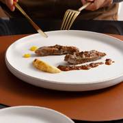 白色磨砂带金边陶瓷西餐，餐盘牛排盘西式家用西餐盘点心盘圆形碟子