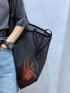 2024夏季网红ins特别黑色，网包单肩挎包购物袋