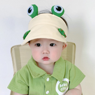 夏季婴儿帽子空顶帽宝宝遮阳帽，大檐透气防晒帽，儿童太阳凉帽可折叠