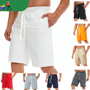 男士宽松短裤夏季休闲五分裤沙滩裤，大码抽绳运动短裤男式健身裤