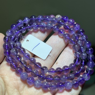 天然紫水晶三圈手链 珠子6+毫米 女款礼物   一物一图