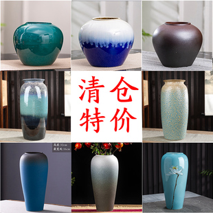 景德镇陶瓷花瓶摆件客厅插花新中式，复古装饰陶罐，水培器皿花盆花器