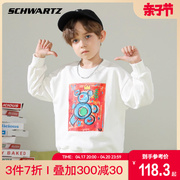 schwartz男童卡通印花套头衫，2024春装中大儿童，洋气卫衣韩版