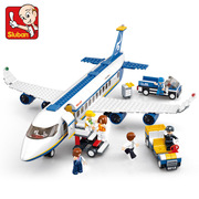 小鲁班拼装积木空中巴士超大飞机益智玩具拼插模型小颗粒儿童礼物