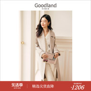 松软骆驼绒goodland美地，女装2023冬季含羊毛，双面毛呢大衣