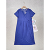 x3围裹式~外单纯元简约时尚，v领显瘦高腰一片式气质连衣裙宝蓝显白