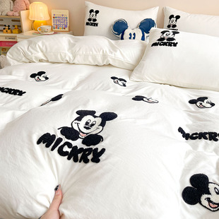 迪士尼床上四件套水洗棉儿童卡通米奇床品网红款被套床单人三件套