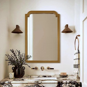 法式复古洗手间智能镜轻奢仿古金梳妆镜，化妆镜高级感背景墙装饰镜