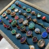 欧洲带回手工制作中古董老琉璃，vintage珍藏款，可调镀金戒指女指环