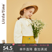 littletime女童衬衫春秋长袖，娃娃领洋气宝宝秋装，儿童纯棉衬衣上衣